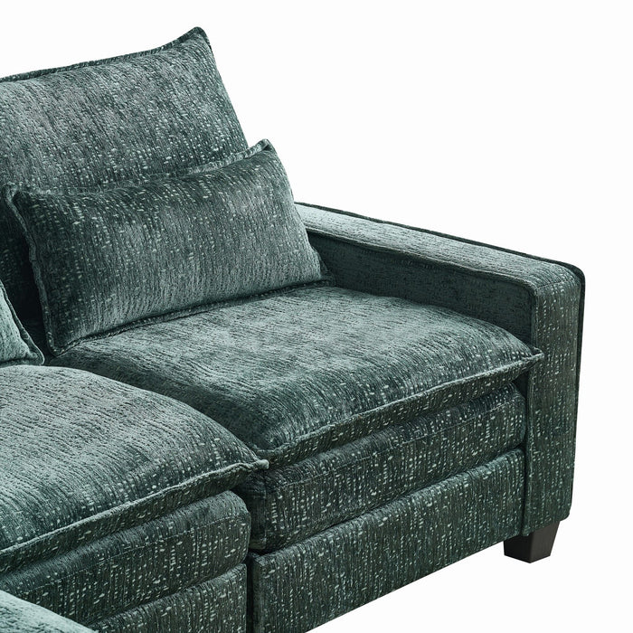 Modern Comfy Chenille L Shaped Sectional Sofa With Movable Ottoman