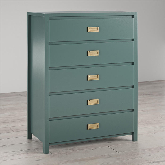 Haven - 5 Drawer Dresser - Dark Green