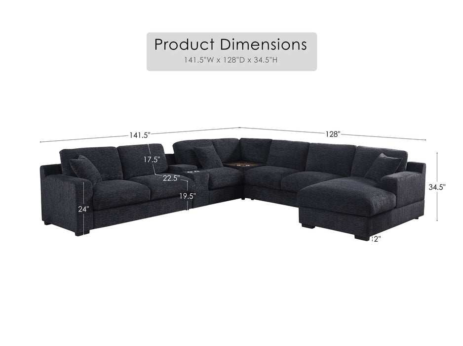 Celine - Fabric Corner Sectional Sofa With Right-Facing Chaise, Cupholders, And Charging Ports