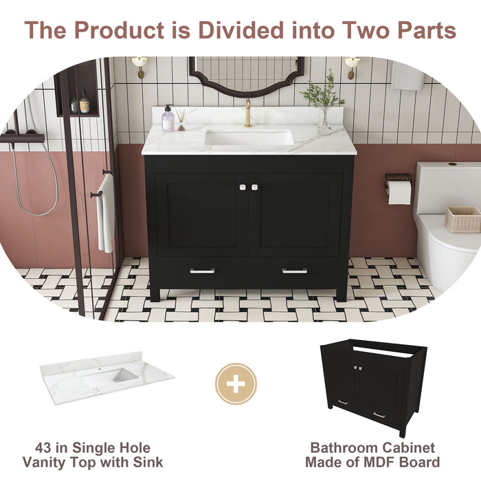 Bathroom Vanity Set, Fluted Cabinet, Soft Close Doors & Drawers - Black