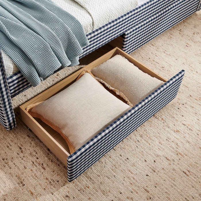 Gingham Daybed With USB Charging Port, Wave-Shaped Design