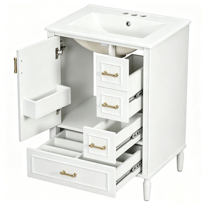 Modern Bathroom Vanity With Sink, Soft Close Doors, 3 Drawers
