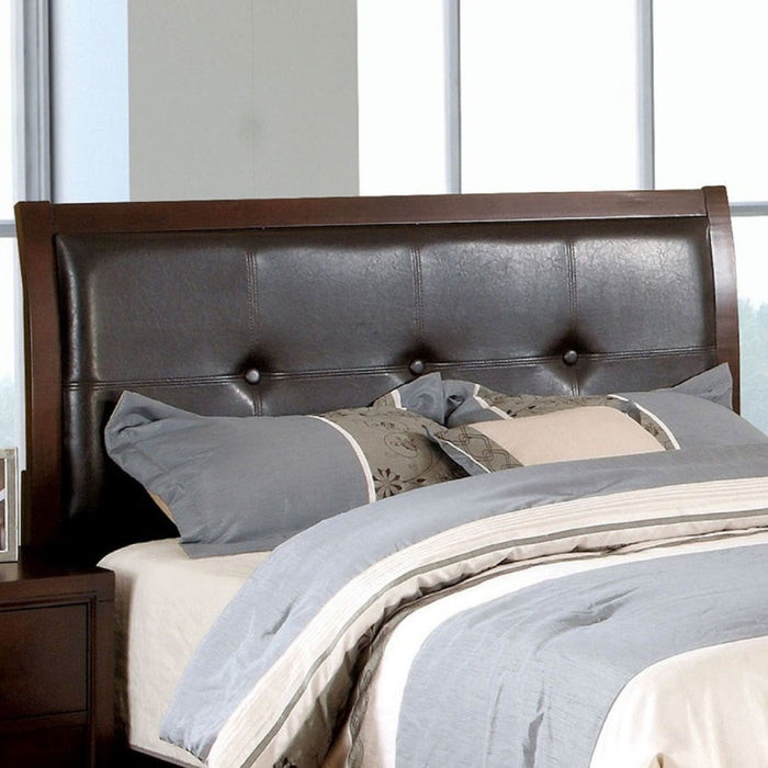 Eastern King Bed With Button Tufted Headboard - Brown