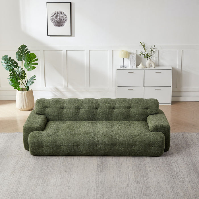 Cloud Series Minimalist Button Tufted Square Arm 3 Seater Sofa