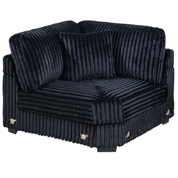 6 Piece Modular Sectional Sofa Set Upholstered Living Room Plush Couch With Cup Holders And USB Port - Black