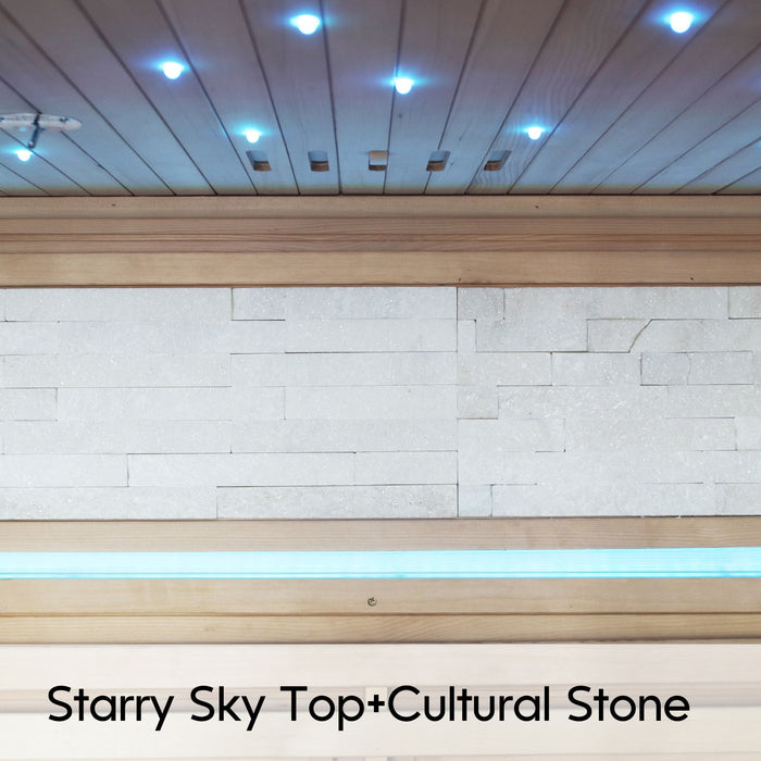 Luxury Double Far Infrared Sauna Room With Epoxy Heating Plates And Starry Sky Lighting - Black / Natural