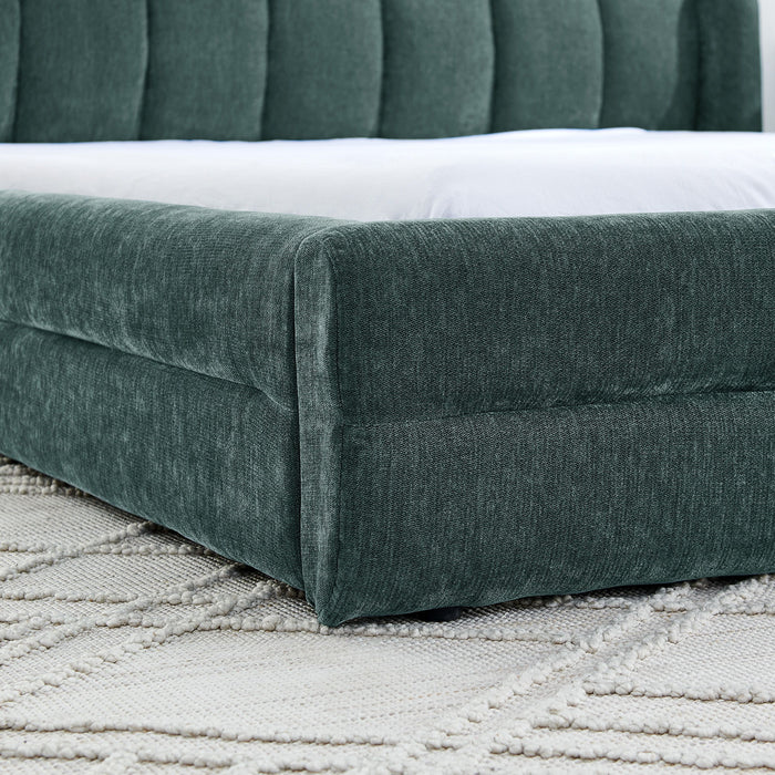 Modern Upholstered Bed Frame With Thick Chenille Fabric And Headboard