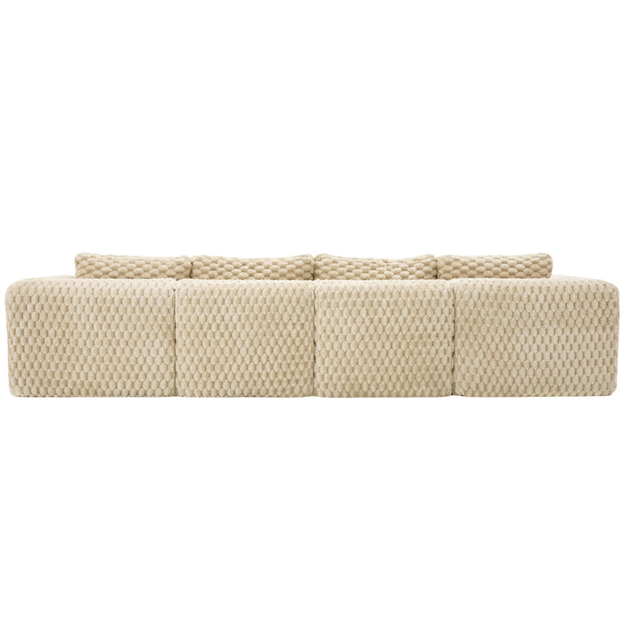 Modular Sectional Sofa, Boneless Couch With 2 Movable Ottomans