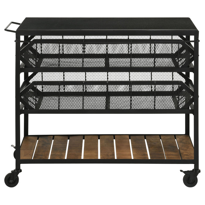 Ingalls - Accent Storage Cart With Casters, Shelves - Black