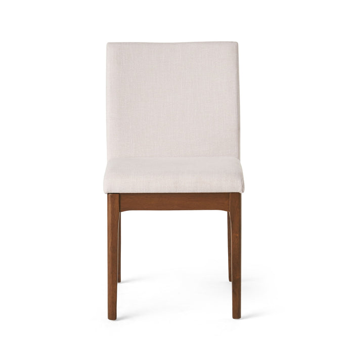 5 Piece Dining Set With Table And Upholstered Chairs - Light Beige / Walnut