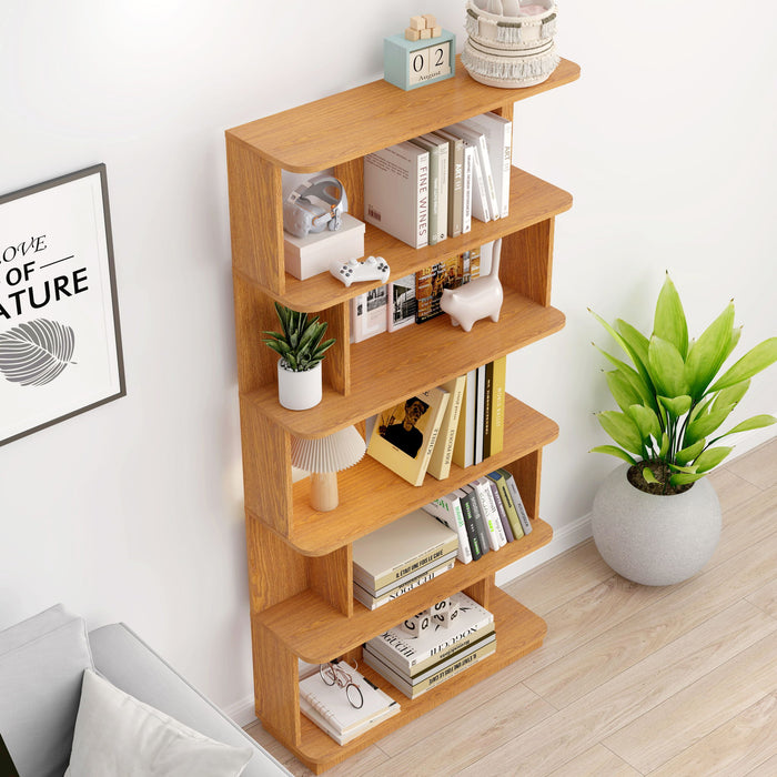 Modern 5 Tier Open Storage Bookcase