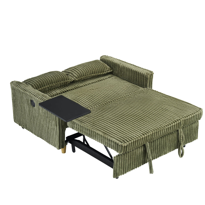 Pull Out Sofa With Movable Tabletop And USB Ports