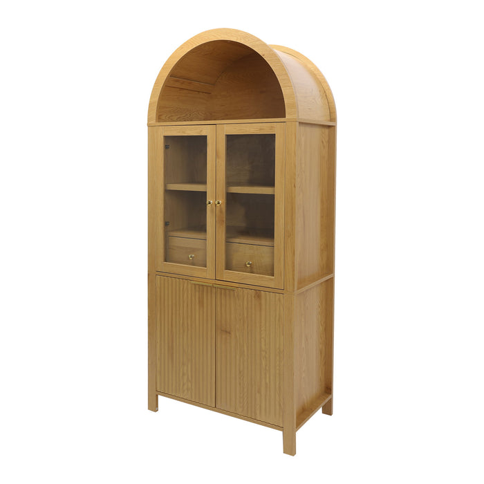Fluted Tall Arched Pantry Cabinet With Adjustable Shelves
