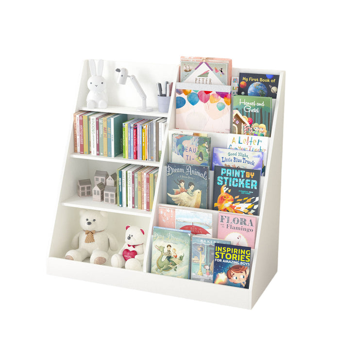 Bookshelf And Toy Storage Organizer, 4 Tier Bookcase With Display Stand For Playroom