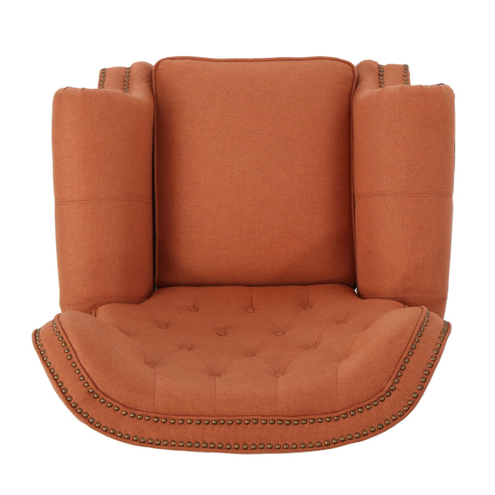 Contemporary Style Push Back Recliner With Button Tufted Stitching And Nailhead Trim
