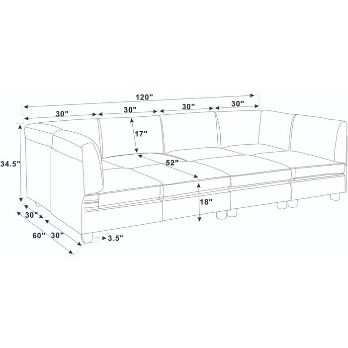 Upholstered Modular Sectional, Customizable Layout, Removable Cushions - Black