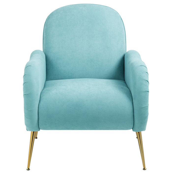 Modern Accent Chair With Metal Legs, Snowflake Fabric Armchair