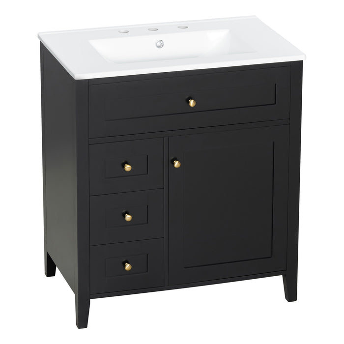 Modern Bathroom Vanity With Sink, 3 Drawers And Adjustable Shelf