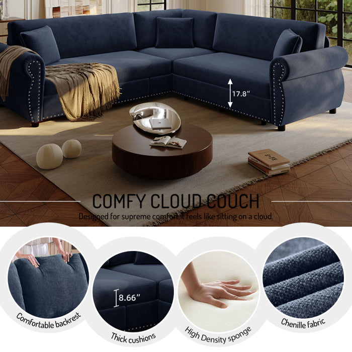 L-Shaped Sofa Couch With Pull-Out Bed