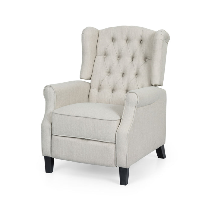 Contemporary Tufted Fabric Push Back Recliner - Beige