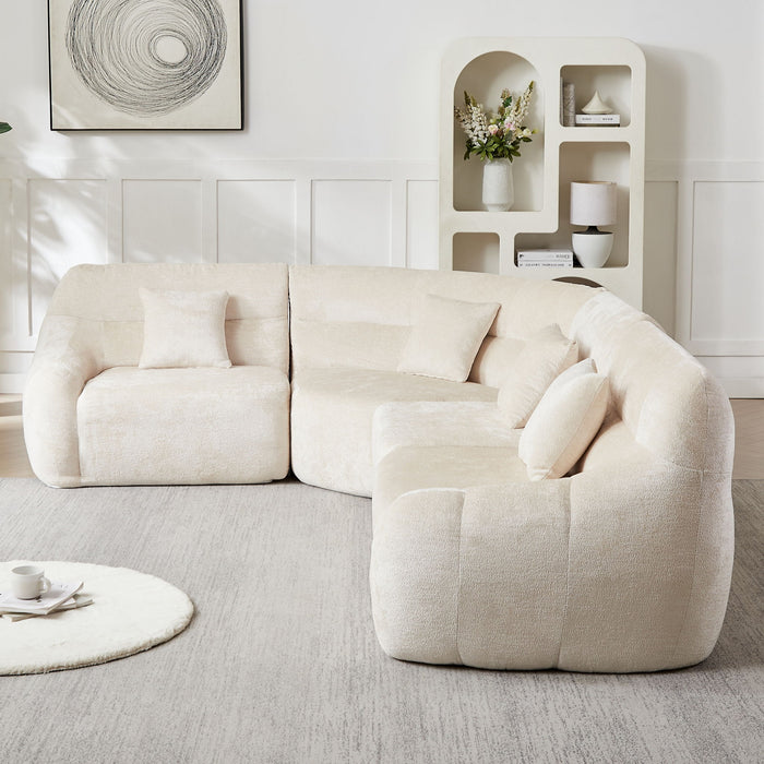 Luxury Curved Corner Sectional Sofa With 4 Pillows