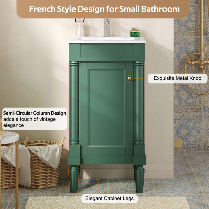 French Style Bathroom Cabinet With Sink, Adjustable Shelf
