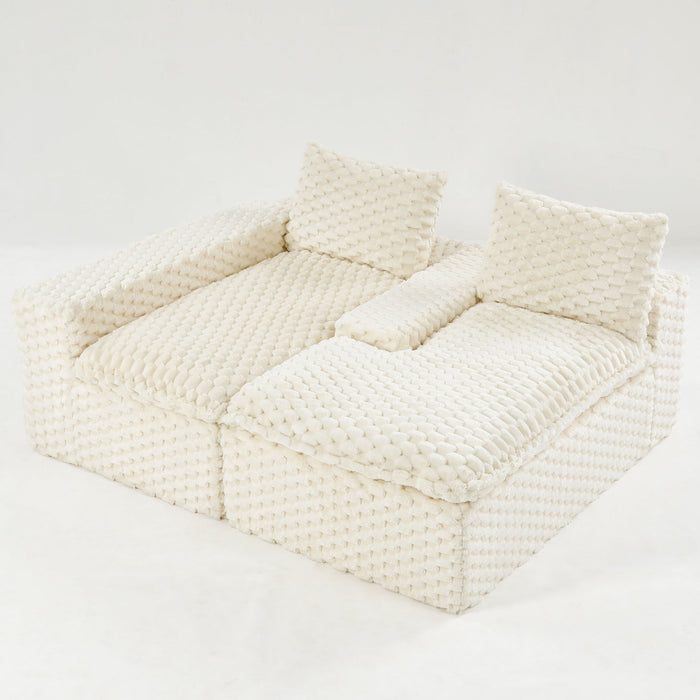 Modular Sofa, Convertible Twin Seat With Chaise Lounge