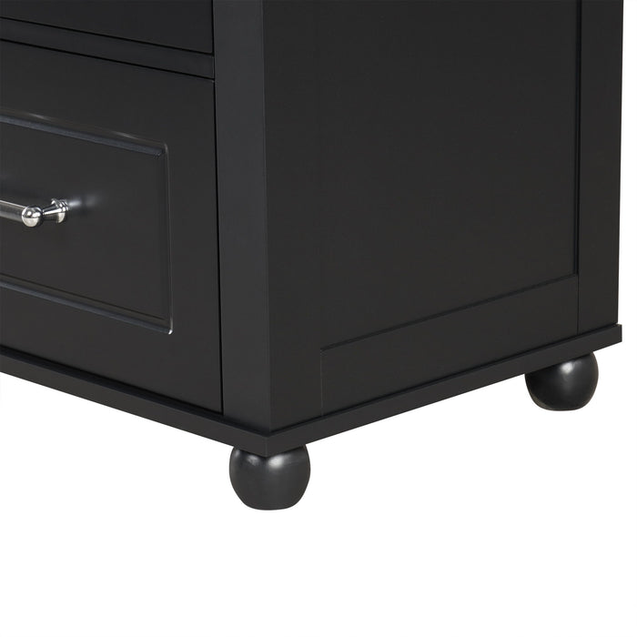 Tall Freestanding Bathroom Storage Cabinet With 2 Drawers And Adjustable Shelf