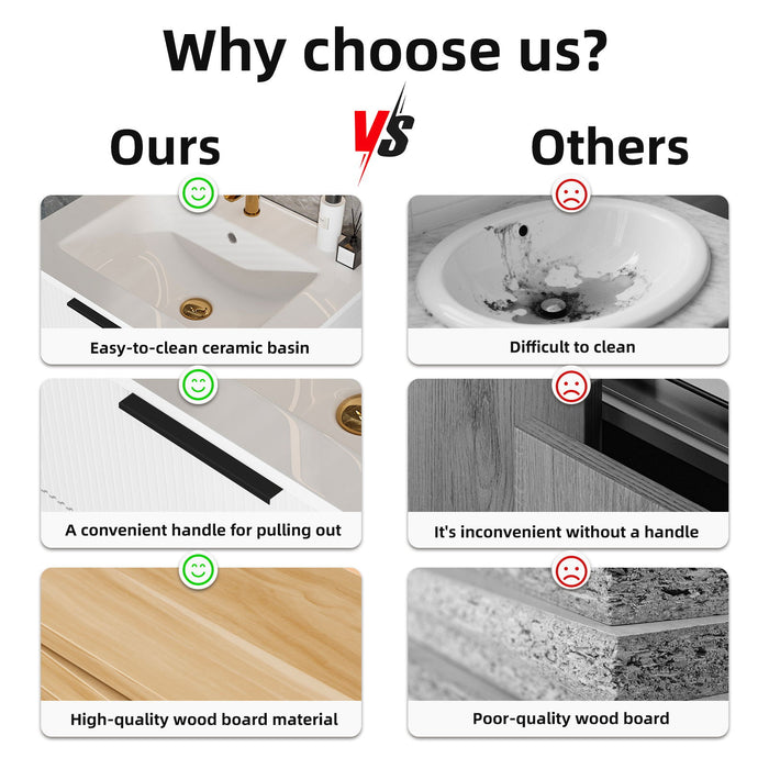 Modern Wall Mounted Floating Bathroom Vanity With Sink And Drawers