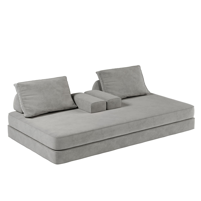 Multifunctional Convertible Sofa Bed With 2 Tumbler Backrests And 2 Pillows, Deep Seat Couch