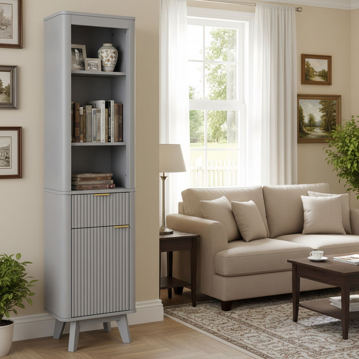 Tall Bathroom Storage Cabinet With Adjustable Shelves And 1 Drawer & Door