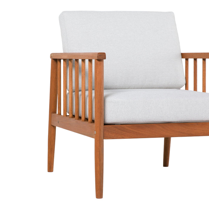 Contemporary Cushioned Eucalyptus Wood Patio Accent Chair