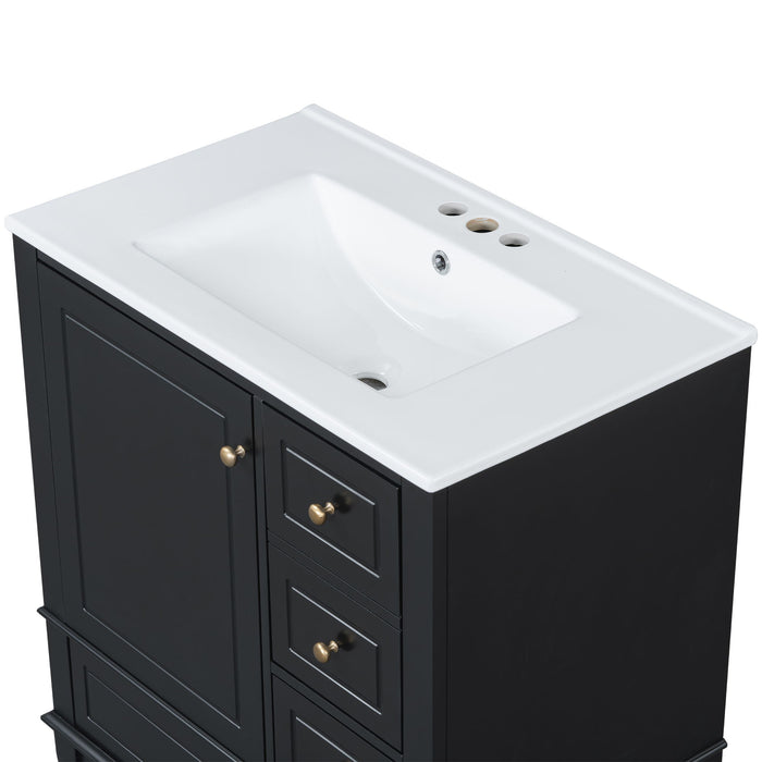 Freestanding Bathroom Vanity With Sink, Soft Close Door, 3 Drawers