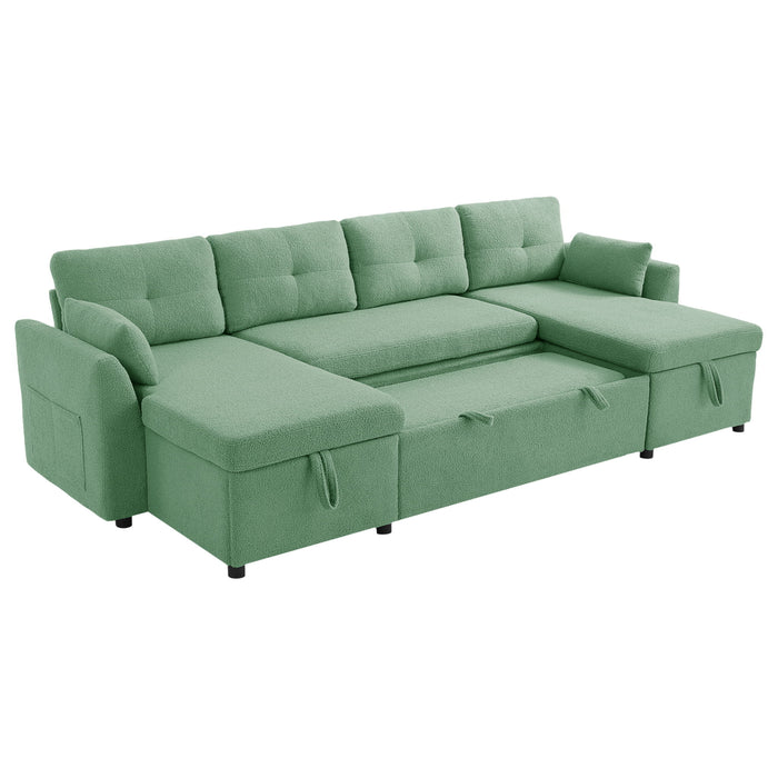 U-Shaped Sectional Sofa Bed With Storage And USB Ports