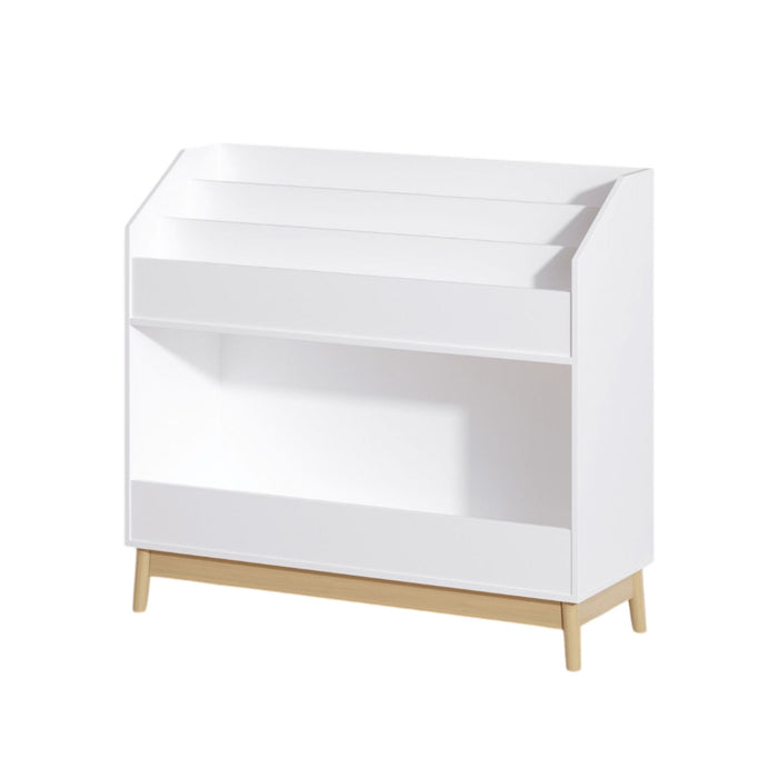 Bookcase Organizer With Storage, 3 Tier Toddler Book Display Shelf For Playroom - White