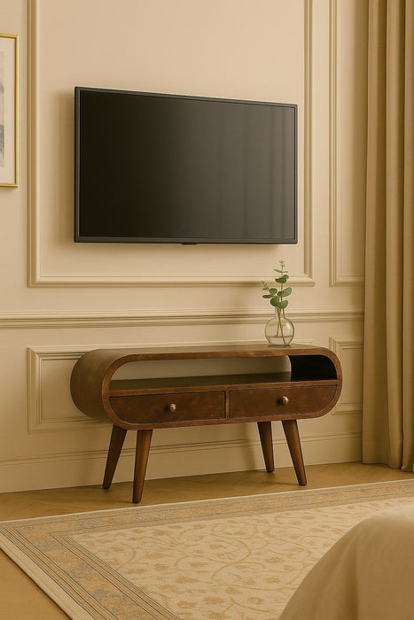 Solid Wood Circular TV Stand