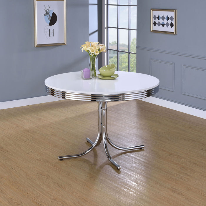 Retro Round Dining Table - White