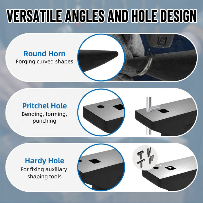 100 Lbs Single Horn Anvil, 4 Holes - Black