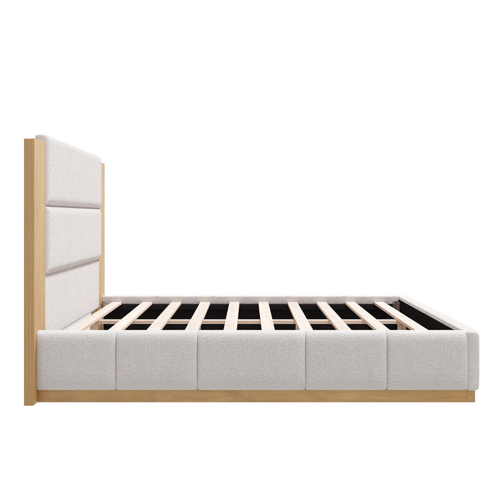 Modern Upholstered Platform Bed With Extended Headboard
