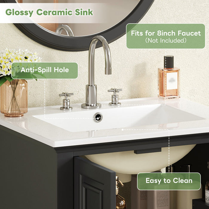 Modern Bathroom Vanity With Sink, Cabinet With Drawer And Dividers, Rectangular Storage Unit