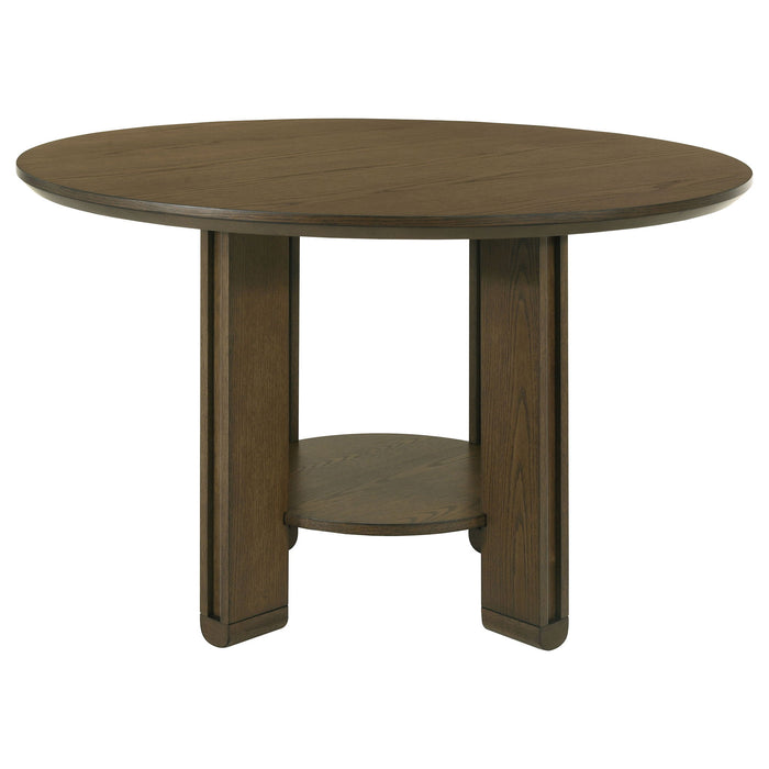 Crispin - 5 Piece Round Dining Table Set With Upholstered Chairs - Brown