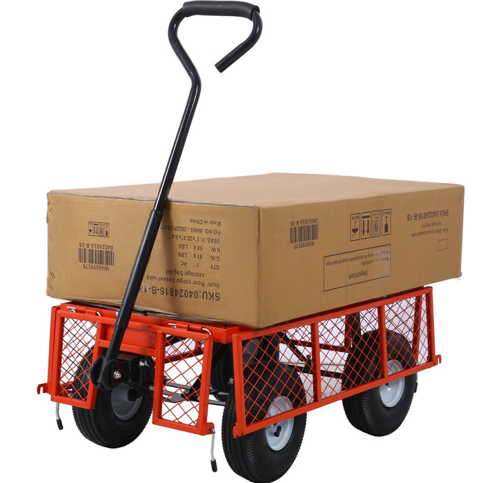 Heavy Duty Steel Garden Cart With Mesh Sides