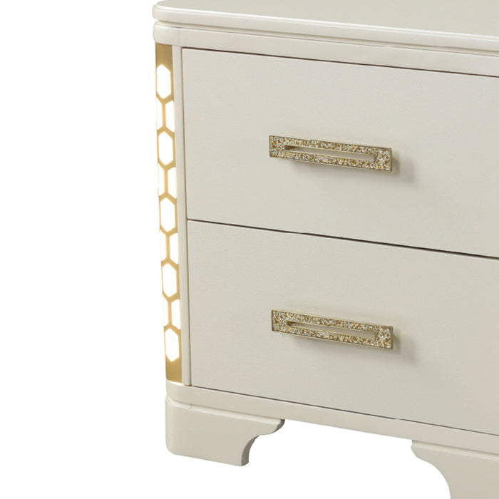 Jasmine - Nightstand With Side LED Lightning - Beige