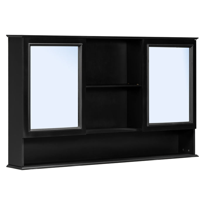 Wall Mounted Bathroom Medicine Cabinet With Double Mirrored Doors