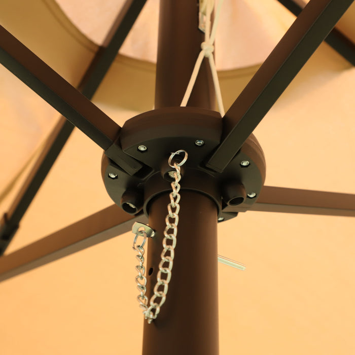 Double- Sided Outdoor Market Umbrella With Lights And Base