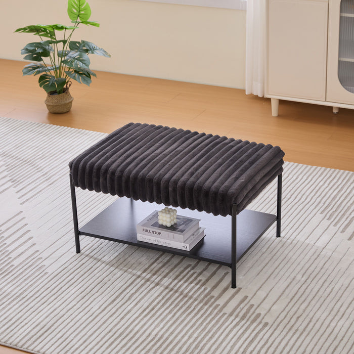 Upholstered Ottoman Coffee Table Foot Rest With Open Storage