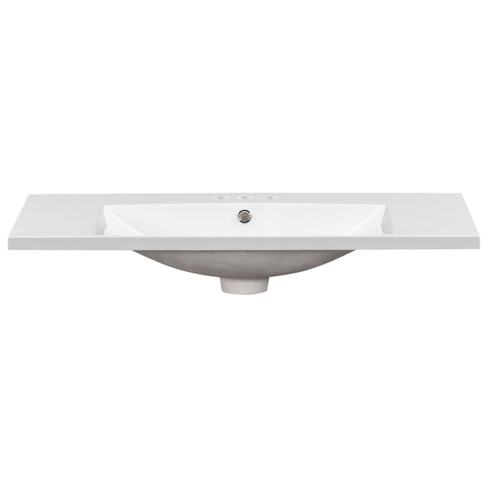 Single Bathroom Basin Sink, Vanity Top Only With 3 Faucet Holes