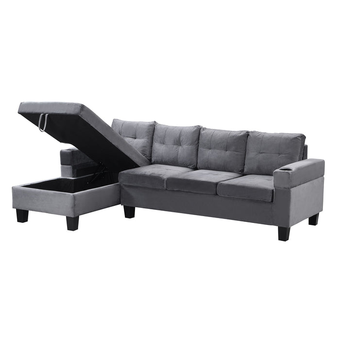 Modern Sectional Sofa Set With L Shape Chaise Lounge And Storage