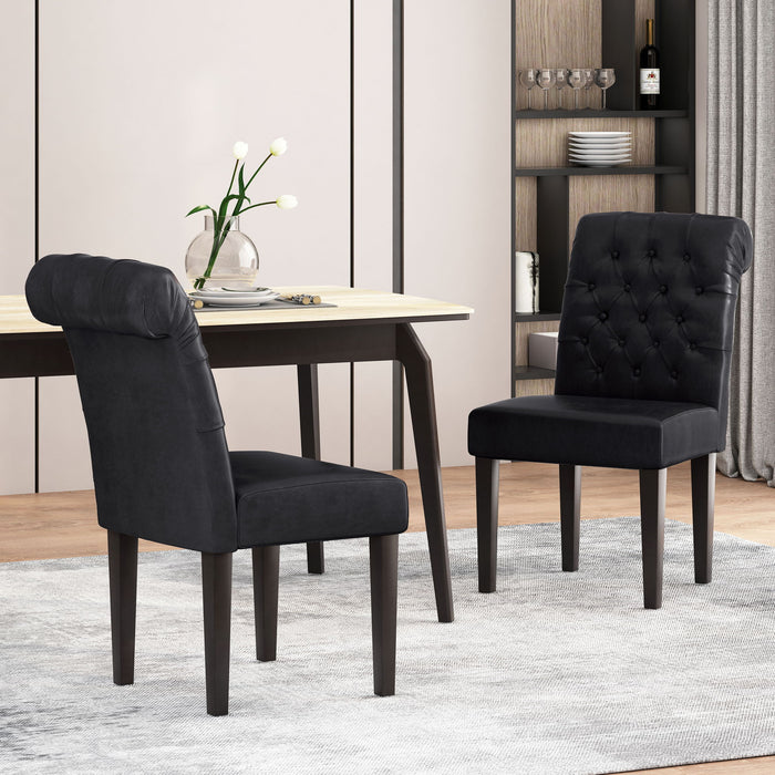 Broxton - Tuft Dining Rolltop Chairs With Button Tufted Backrest (Set of 2)