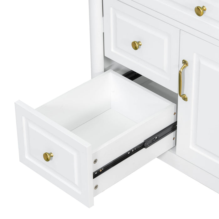 Freestanding Bathroom Vanity With Sink, Adjustable Shelf, Flip Drawer
